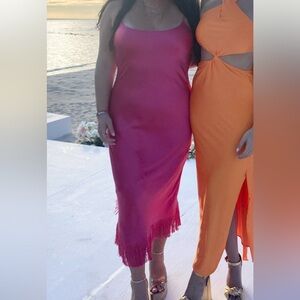 Pink Reformation Fringe Bottom Gown